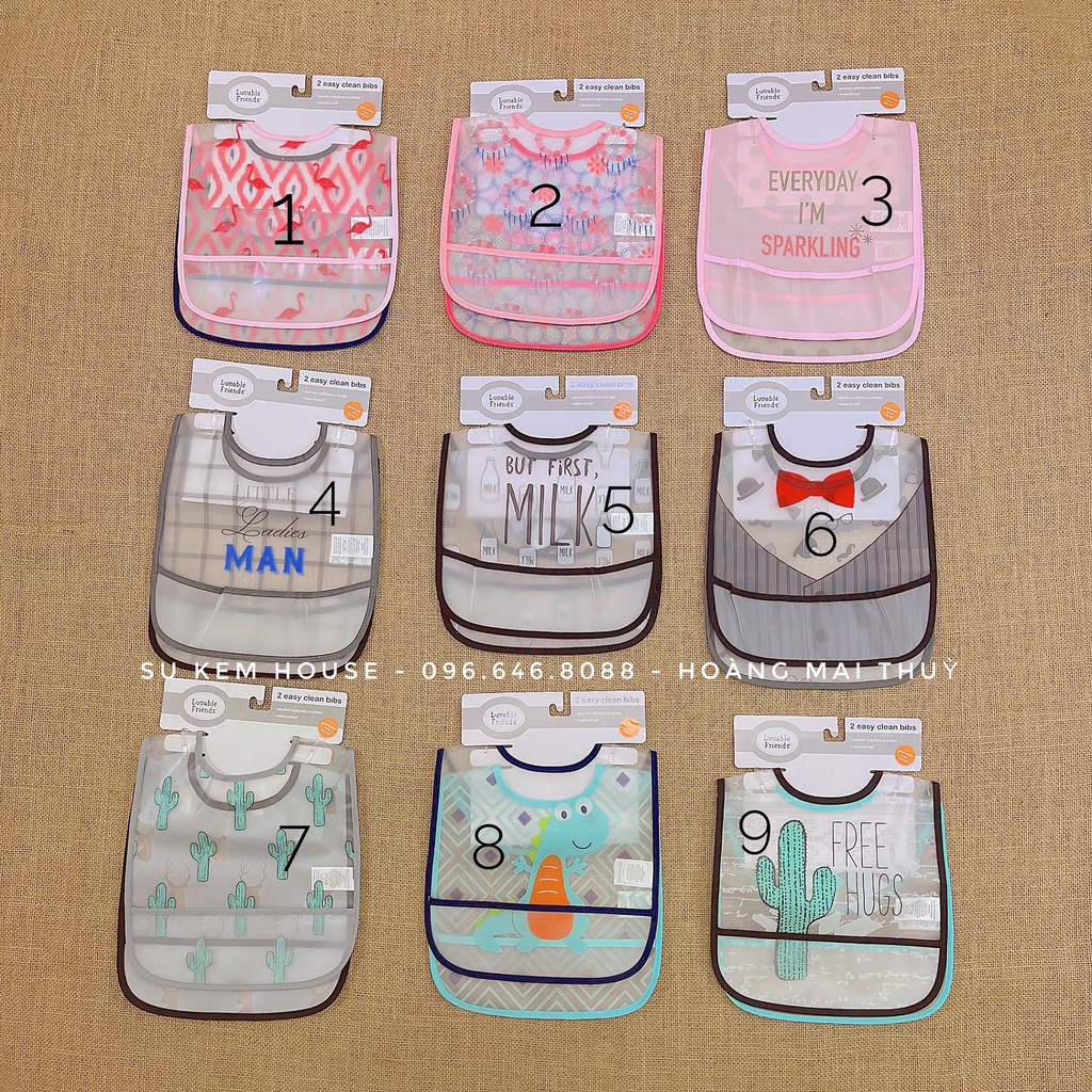 Set 2 yếm máng ăn dặm nhựa trong cho bé