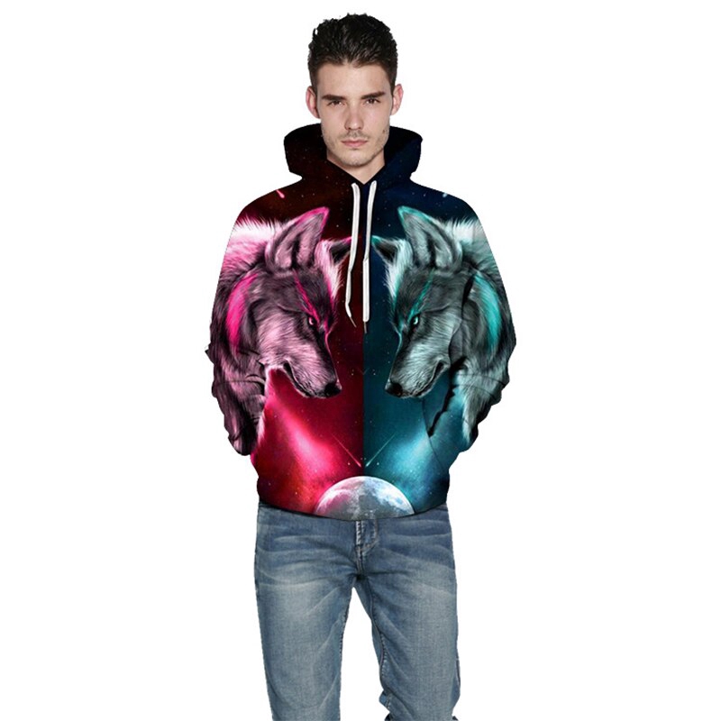 Áo hoodie thể thao họa tiết sói 3D độc đáo cá tính cho nam