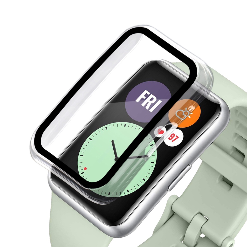 2in1 PET Film + PC Hard Case For Huawei Watch Fit Tempered glass integrated protective Cover