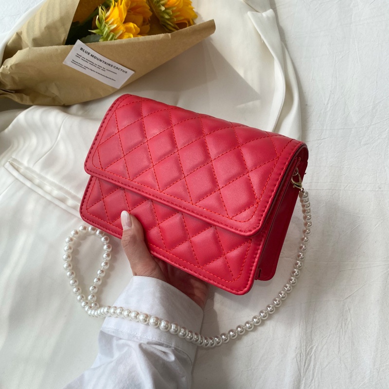 Túi Đeo Vai/Xách Tay Đính Ngọc Trai Nhỏ Xinh Phối Dây Xích Đeo Vai Thời Trang Mùa Hè Năm 2021 FF4012