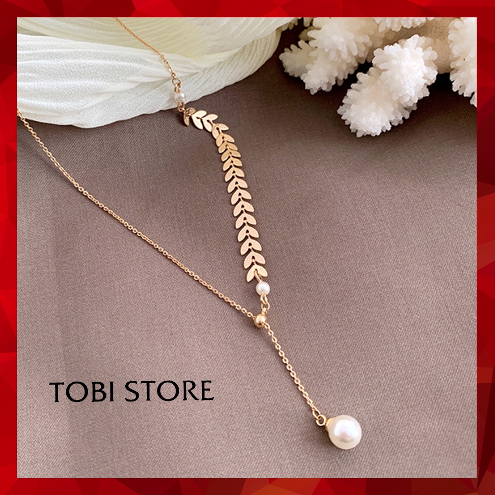 [Không đen gỉ] Dây chuyền thép titan mạ vàng vảy cá cổ điển đính ngọc TB551