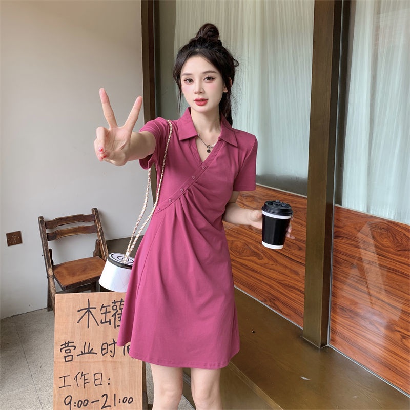 Khuyến Mãi Mở Đầm polo Desire Thuần Khiết Dáng Chữ a Ôm Eo Gấp Lại Được Phong Cách Mới Hợp Thời Trang Dành Cho Bạn Nữ
