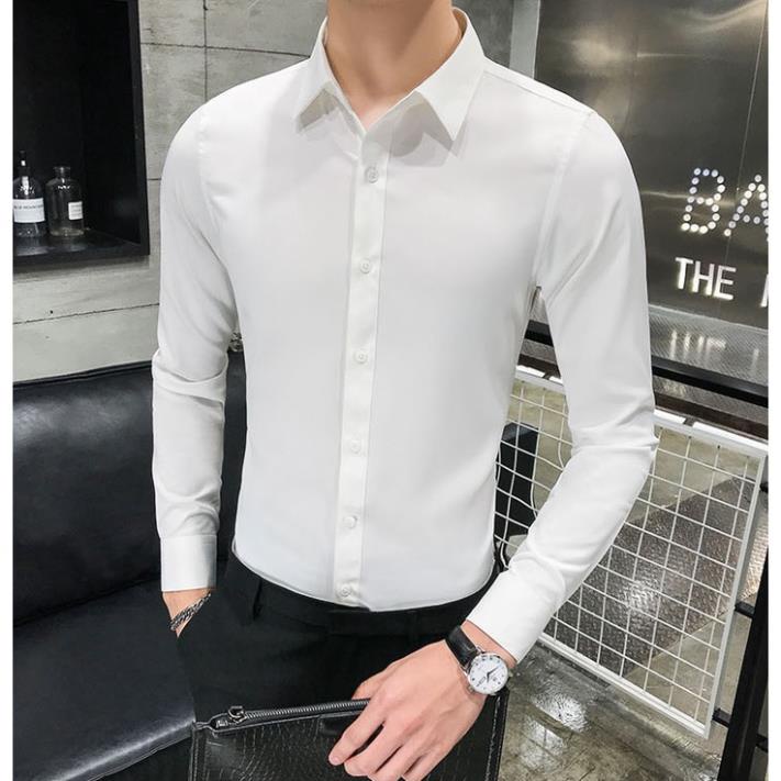 Áo sơ mi nam dài tay cổ bẻ dáng ôm vải lụa premium mềm mại cao cấp chống nhăn Trendyman