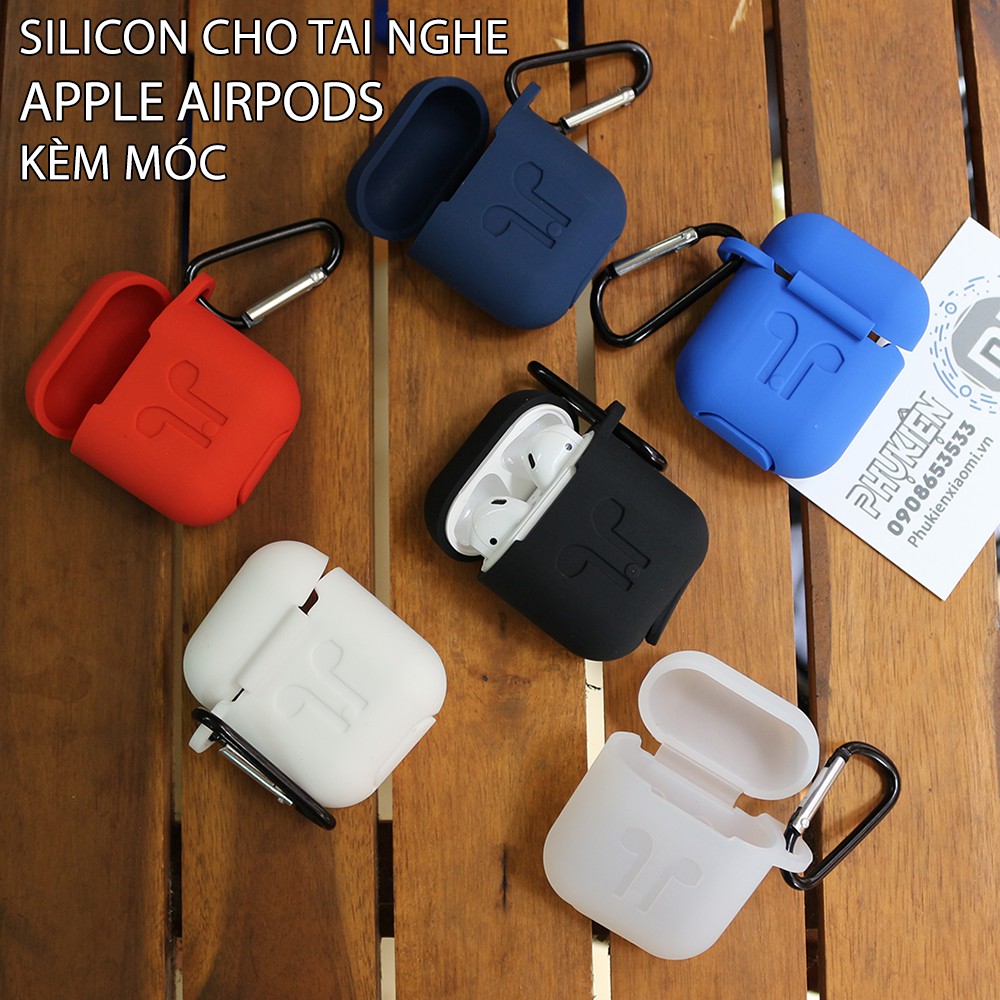 Túi Silicon Cho tai nghe AirPods kèm móc - Xanh Navy