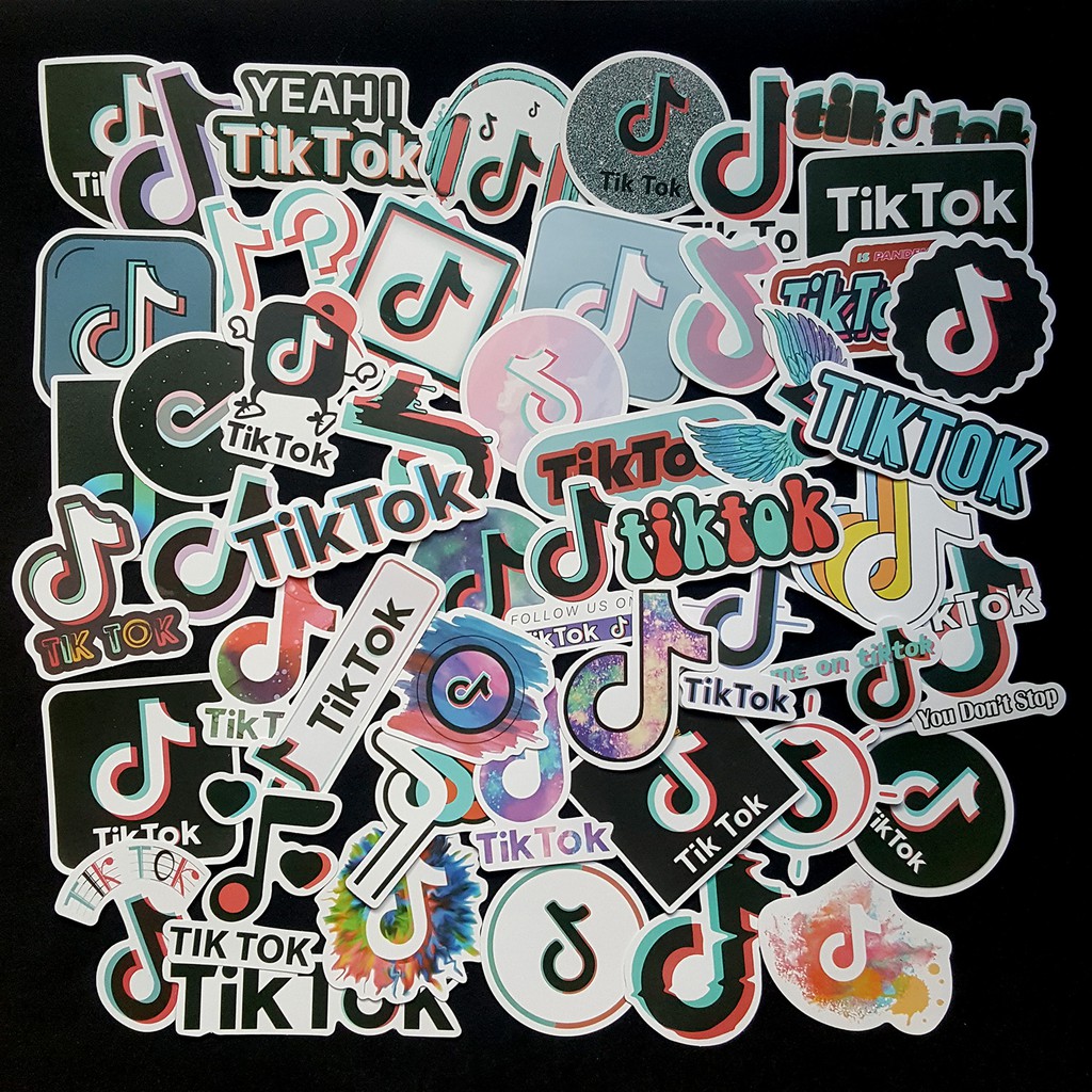 Bộ Sticker dán cao cấp chủ đề TIKTOK LOGO - Dùng dán Xe, dán mũ bảo hiểm, dán Laptop...