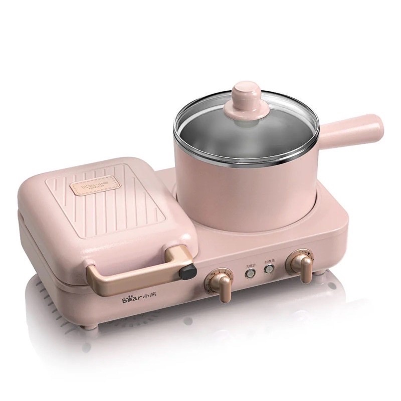 Máy Làm Bánh Kẹp 3 in 1 Bear DSL-A13N1 Máy Nướng Bánh Mì Sandwich Đa Năng Kèm Lẩu Rán Công Suất 1300W