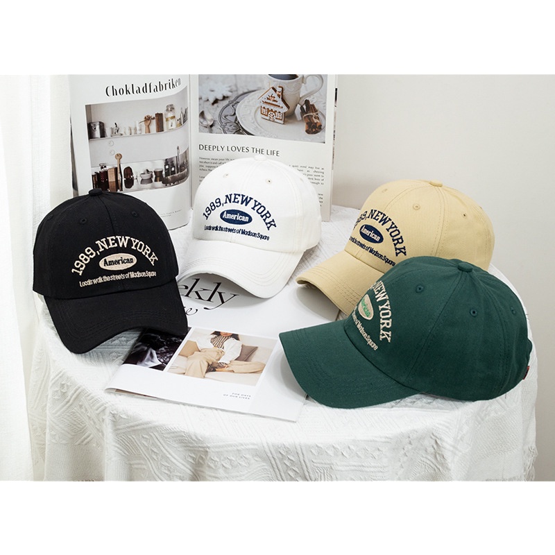 Mũ Lưỡi Trai Cotton Thêu Chữ New York 1989 Nam Nữ Thời Trang T10
