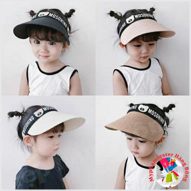 Mũ cói lưỡi trai cho bé gái