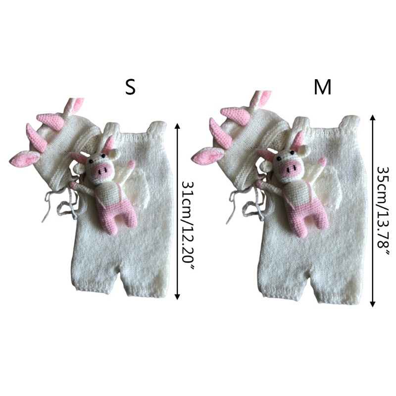Set 3 Bộ Áo Liền Quần + Nón Len Chụp Ảnh Cho Bé Sơ Sinh