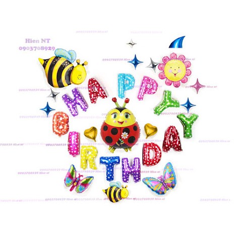 Set bóng sinh nhật thiên nhiên cute kèm phụ kiện size lớn