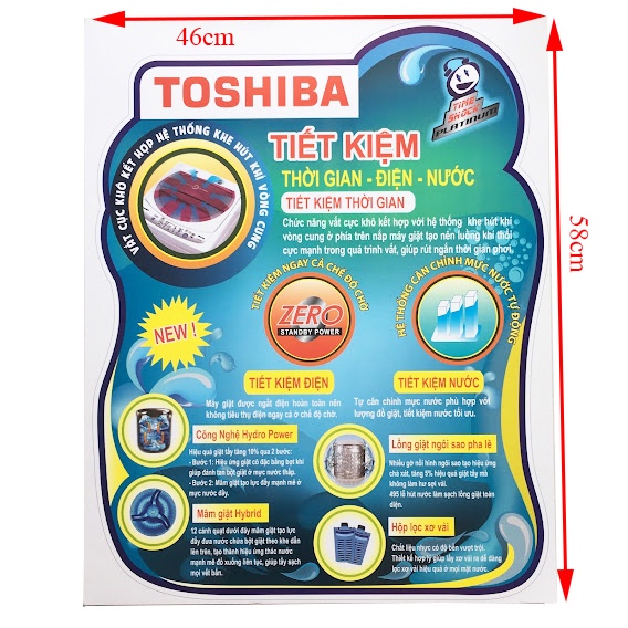 Miếng dán máy giặt Toshiba [TẶNG BĂNG KEO HAI MẶT] tem dán máy giặt Toshiba chọn mẫu như hình