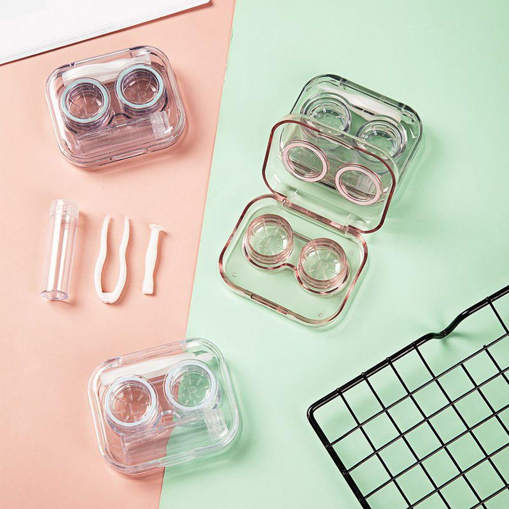 QQMALL Hộp Đựng Kính Áp Tròng Trong Suốt Nhiều Màu Phong Cách Nhật Bản