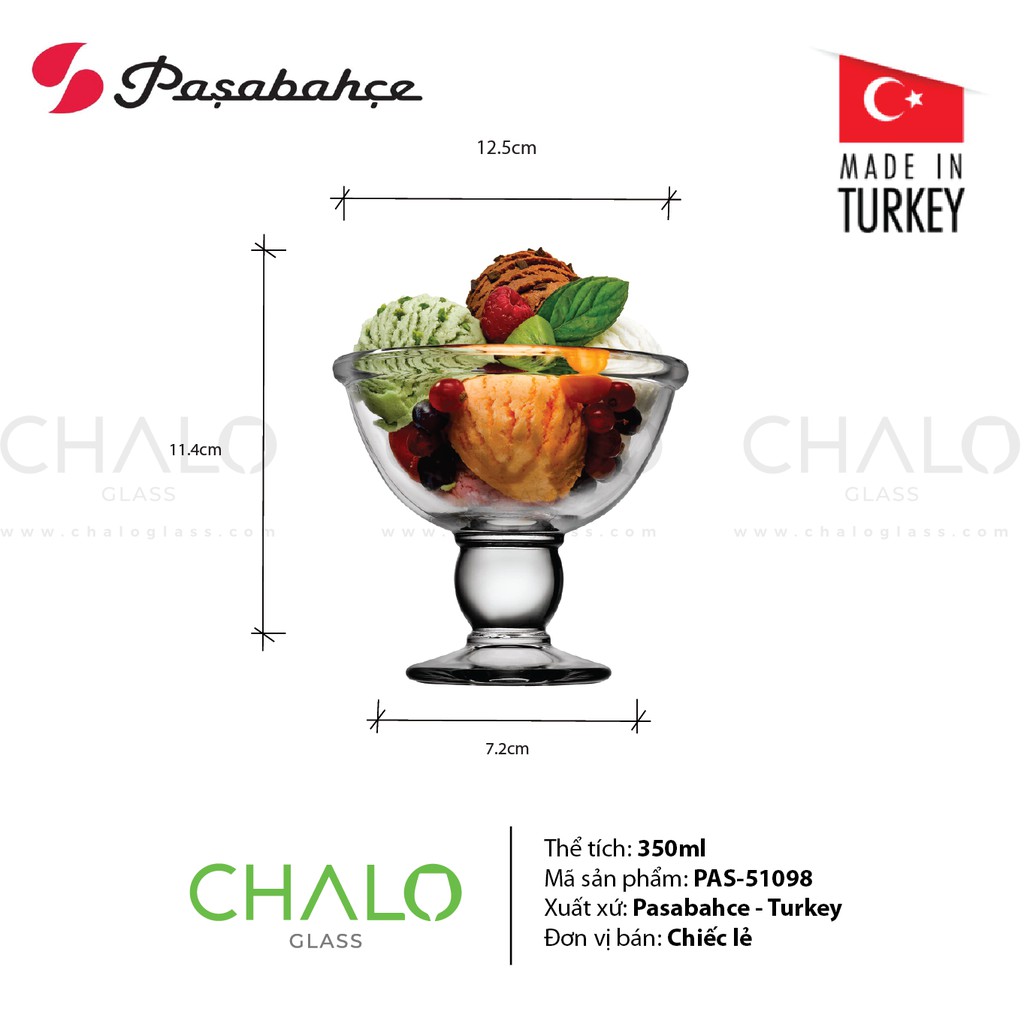 [Made in Turkey] Ly thủy tinh đựng kem Pasabahce Ice Ville 350ml  - 51098