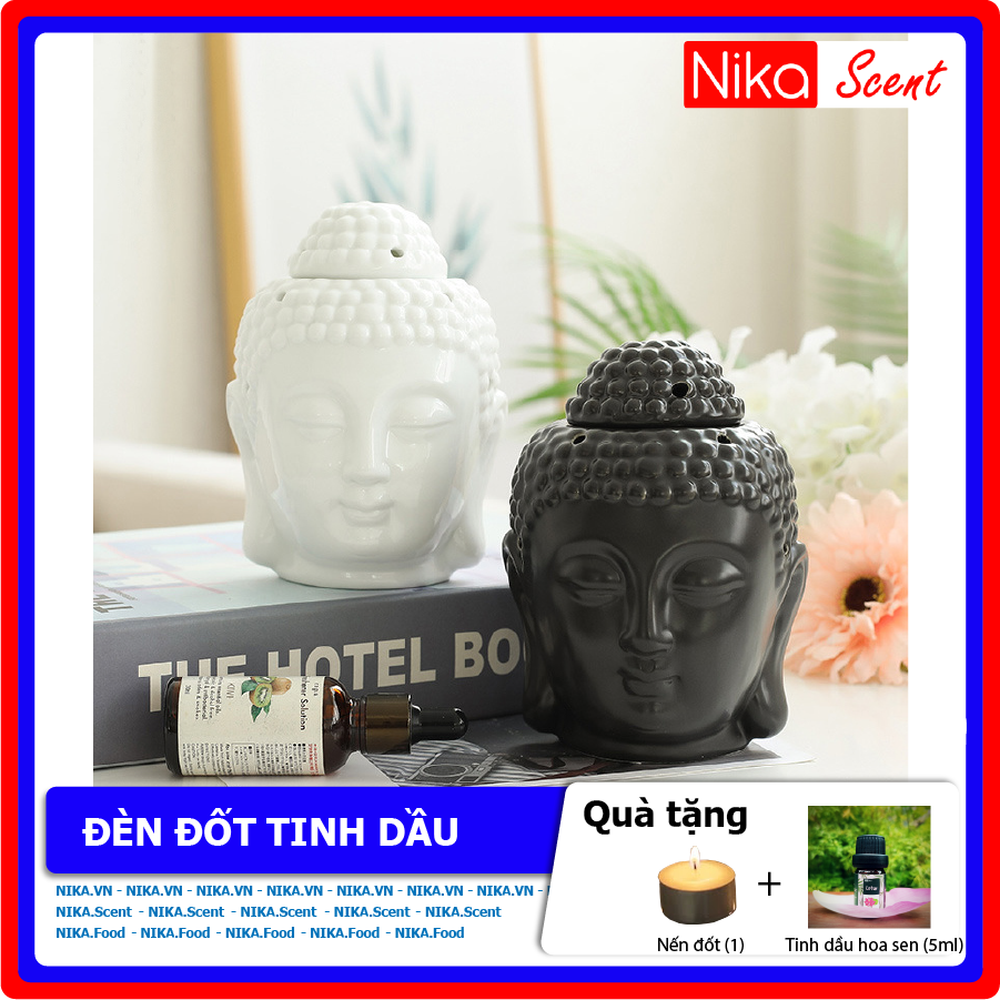 Nikascent Đèn đốt tinh dầu gốm sứ cao cấp khử mùi, thơm phòng, thư giãn