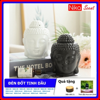 Nikascent Đèn đốt tinh dầu gốm sứ cao cấp khử mùi, thơm phòng, thư giãn