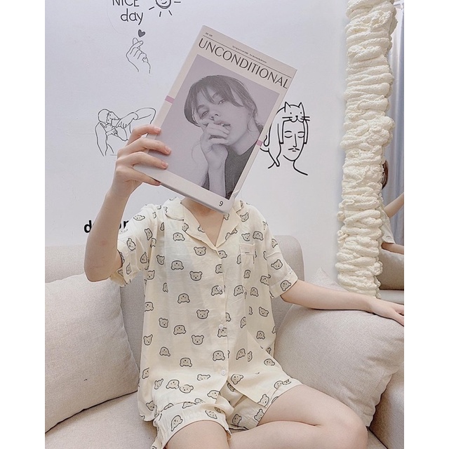 BỘ pijama  TAY cộc quần cộc bộ mặc nhà chất đũi CAO CẤP HÀNG XỊN