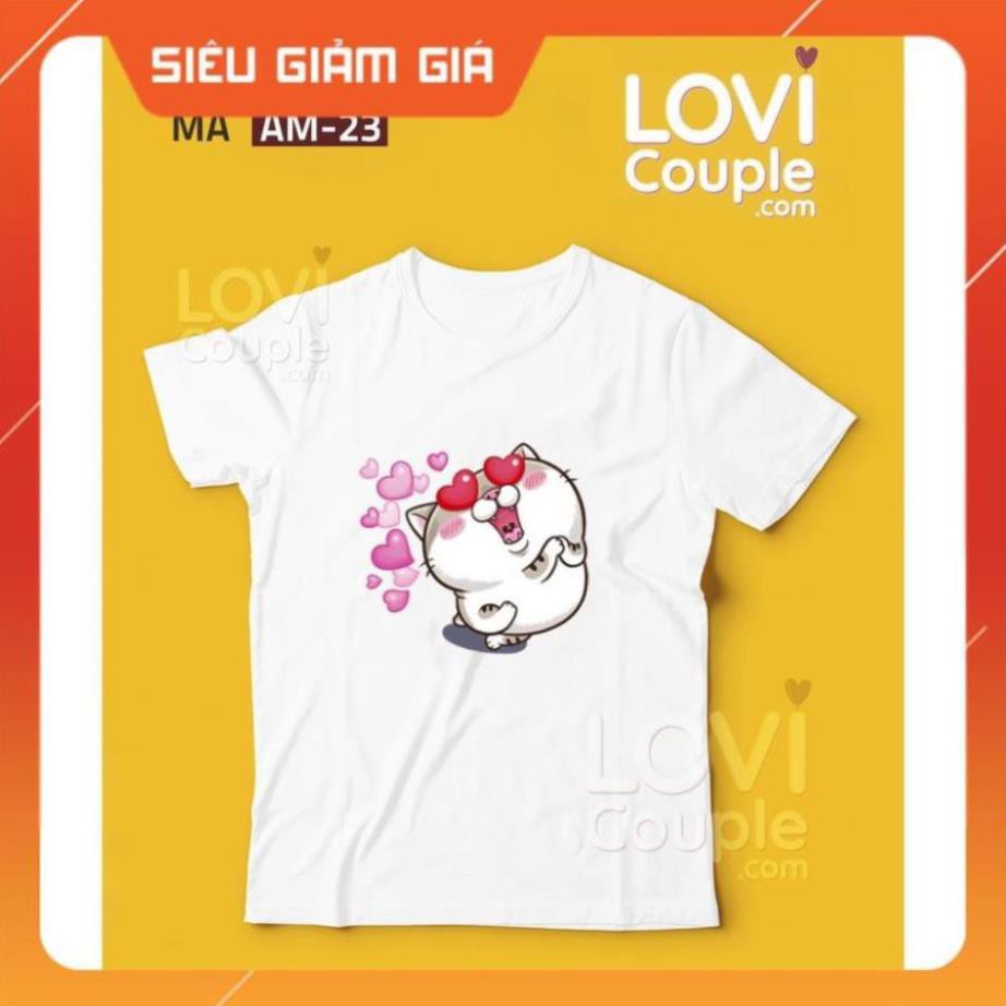 XẢ HÀNG ÁO ĐÔI - Áo thun in mèo AMI bụng bự AM17-24 - LoviCouple - Có FeedBack