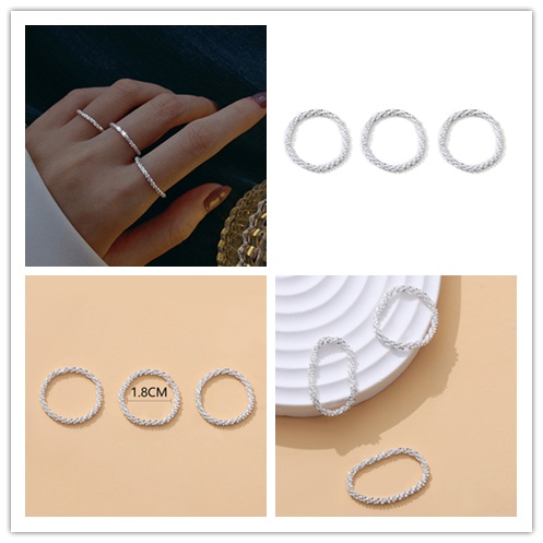 Bộ 3 Nhẫn Bạc Thiết Kế Thanh Lịch Phong Cách Hàn Quốc 1.8cm