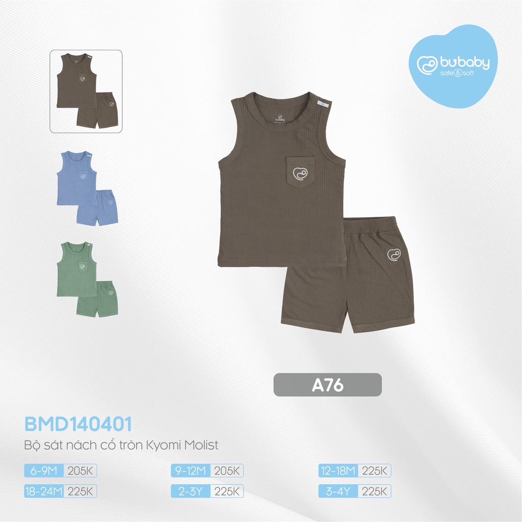 [CHÍNH HÃNG] Bộ sát nách quần đùi cổ tròn trẻ em Kyomi Molist BMD140401 Bu