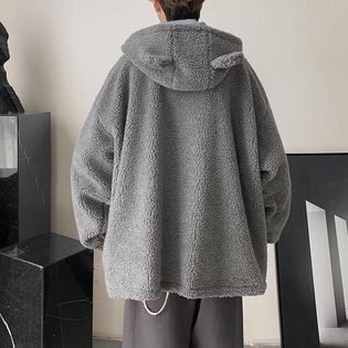 Áo lông cừu mũ gấu, thời trang nam nữ Unisex