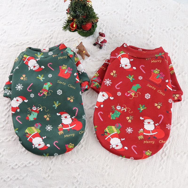 Vật Nuôi Mùa Thu Và Mùa đông Ấm áp Quần áo Vật Nuôi Lớn Dễ Thương Ông Già Noel Cây Thông Noel In Trang Phục Mèo Và Chó
