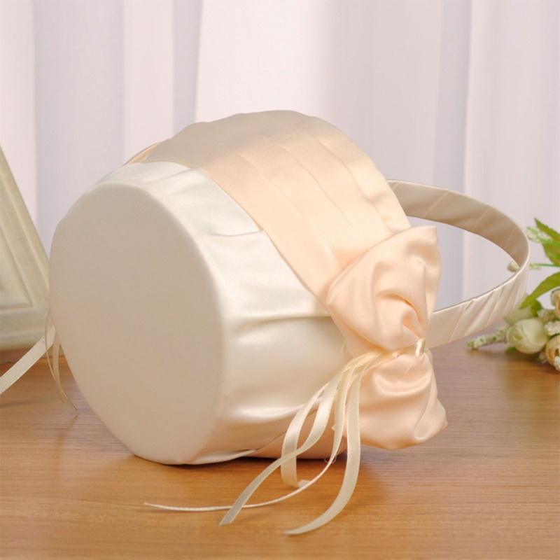 Giỏ Hoa Bằng Vải Satin Xinh Xắn Trang Trí Tiệc Cưới