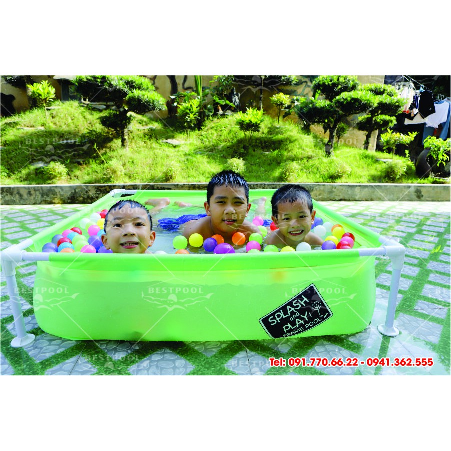 [Bể bơi không cần bơm hơi] Bể bơi khung kim loại KT 1.22m x 1.22m x 30.5cm, Bể bơi lắp ghép, Bể bơi cho bé không cần bơm