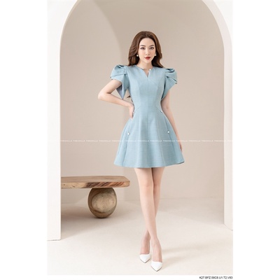Váy đầm thiết kế tay xếp kết nút cao cấp [ Có video + Ảnh thật ] The Shilla - K27BFZ.58C8