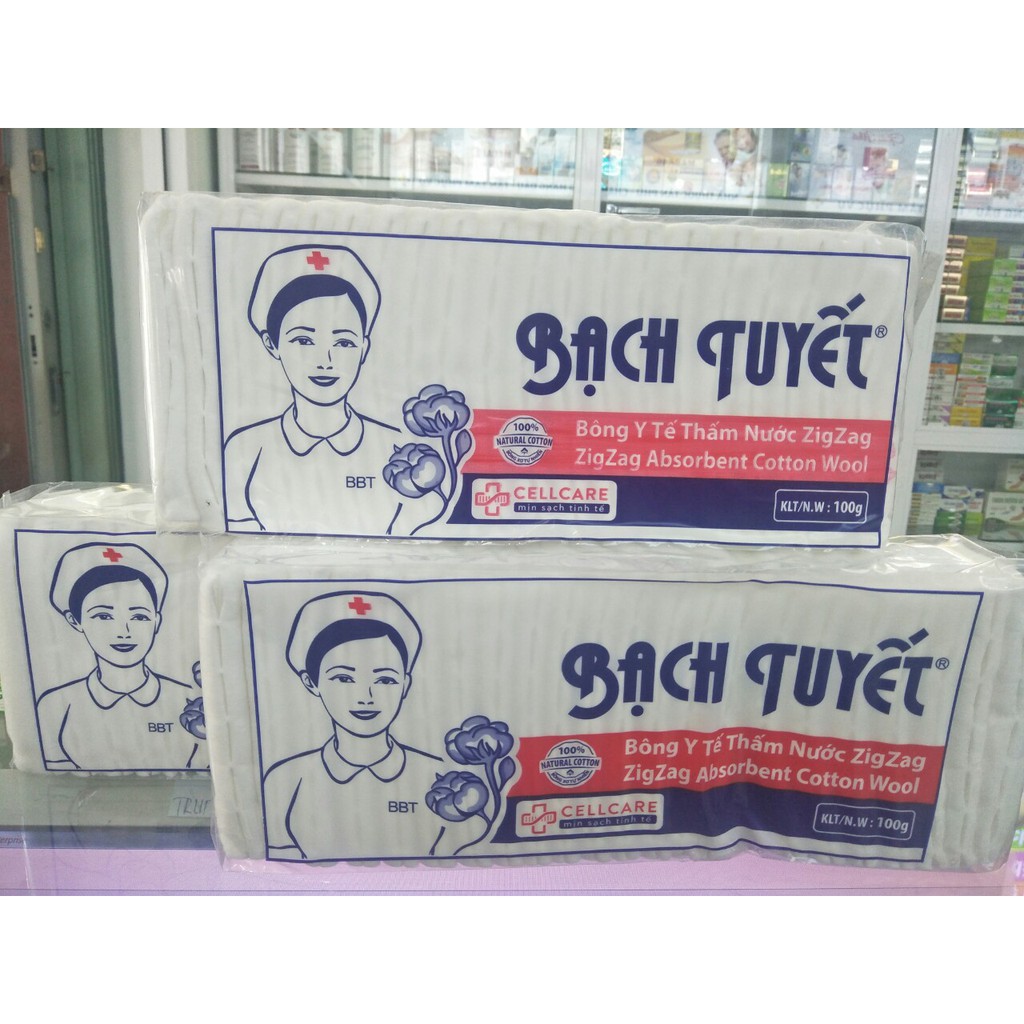 Bông gòn Bạch Tuyết Zigzag  - Dùng cho vệ sinh vết thương mới và lâu năm chất liệu 100% bông xơ tự nhiên