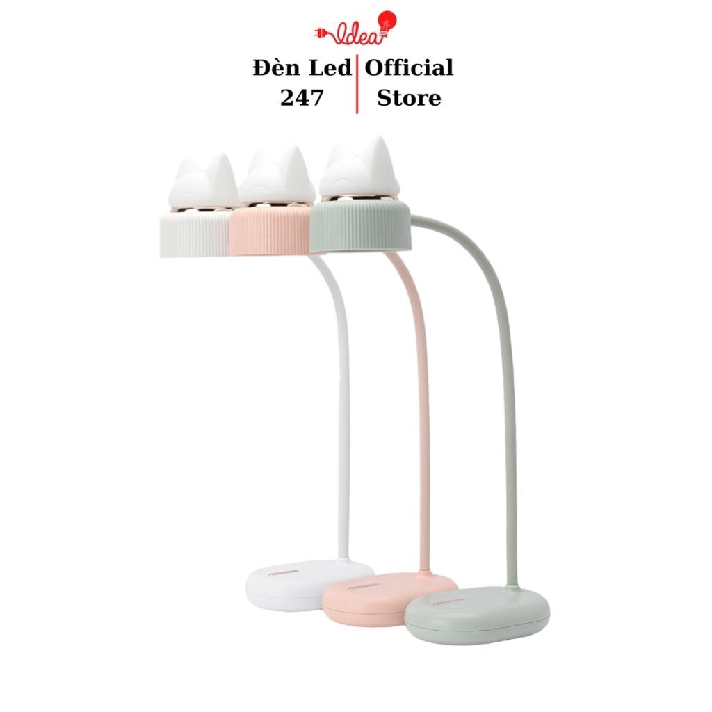 Đèn học để bàn chống cận DL 4000, đèn học bài chống cận hình mèo tích điện, 3 màu, 3 chế độ sáng