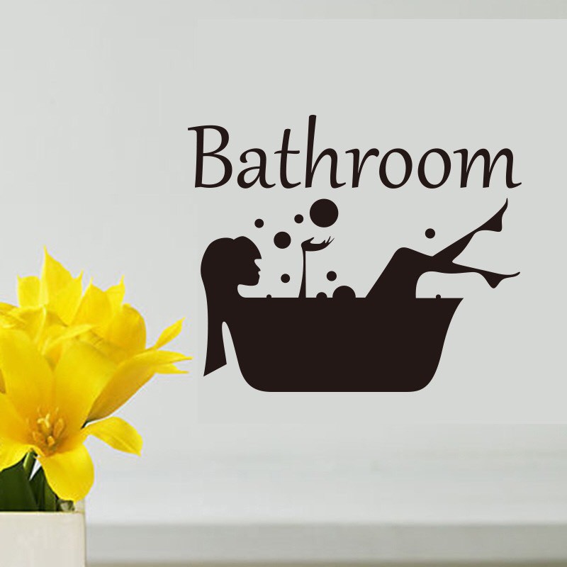 Decal trang trí tường - Cô Gái Đen Bathroom
