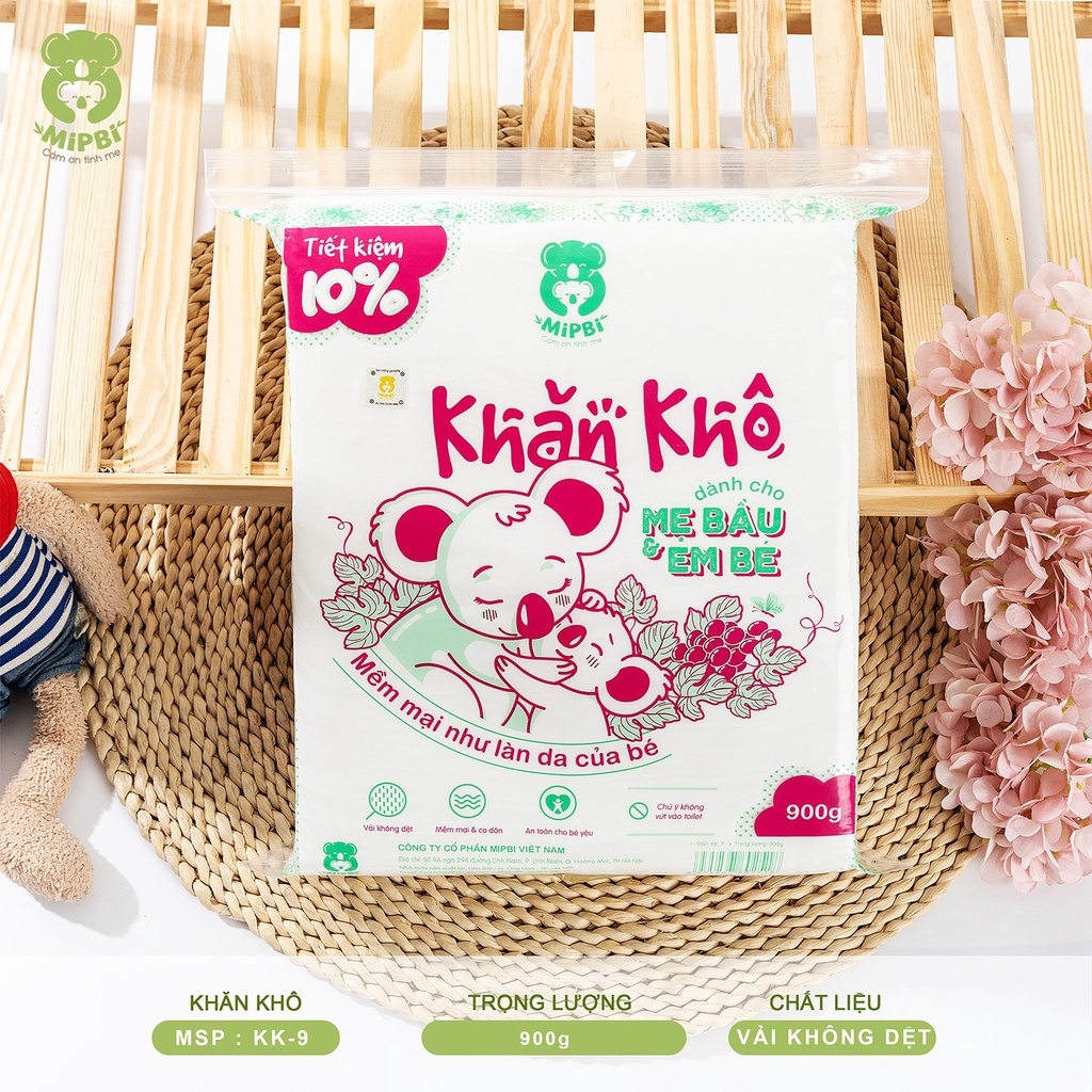 Khăn vải khô đa năng cao cấp Mipbi bịch 600G/900G