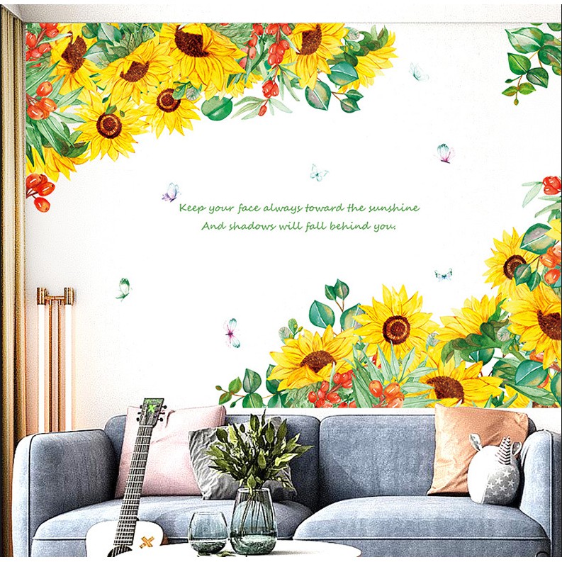 Decal dán tường Bụi Hoa Hướng Dương Rực Rỡ