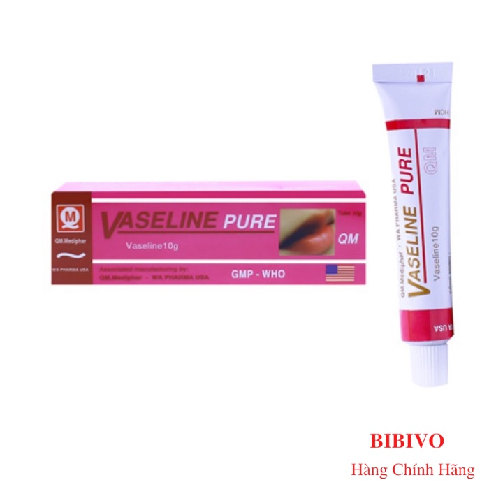 Vaseline Pure 10g QM - Làm mềm mịn da và các vết chai sần. Phòng chống nứt môi, nứt nẻ da chân, tay
