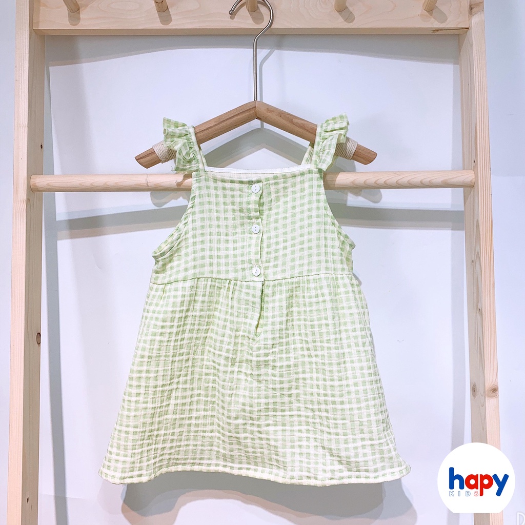Váy cho bé gái HAPYKIDS 2 dây chất xô muslin cho mùa hè mát mẻ, đầm cho bé từ 0-4 tuổi [V22.05]