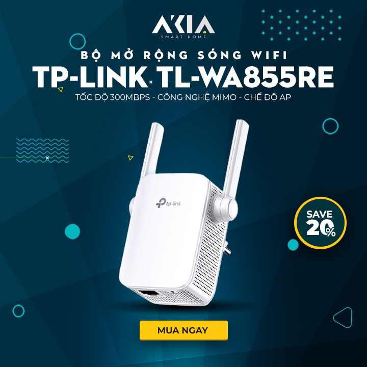 Bộ mở rộng sóng Wi-Fi TP-Link tốc độ 300Mbps TL-WA855RE - Hàng Chính Hãng