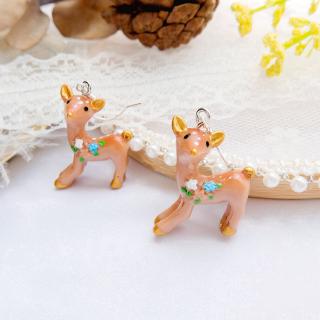 S925 Bông Tai Hàn Quốc dễ thương tại chỗ hoạt hình cá nhân Sika Deer Shape ear Hoop phụ kiện