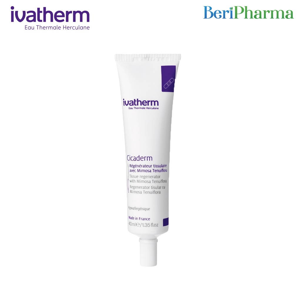 ✅ Ivatherm Kem Dưỡng Tái Tạo Da, Làm Lành Tổn Thương, Ngăn Sẹo Cicaderm Cream 40ml