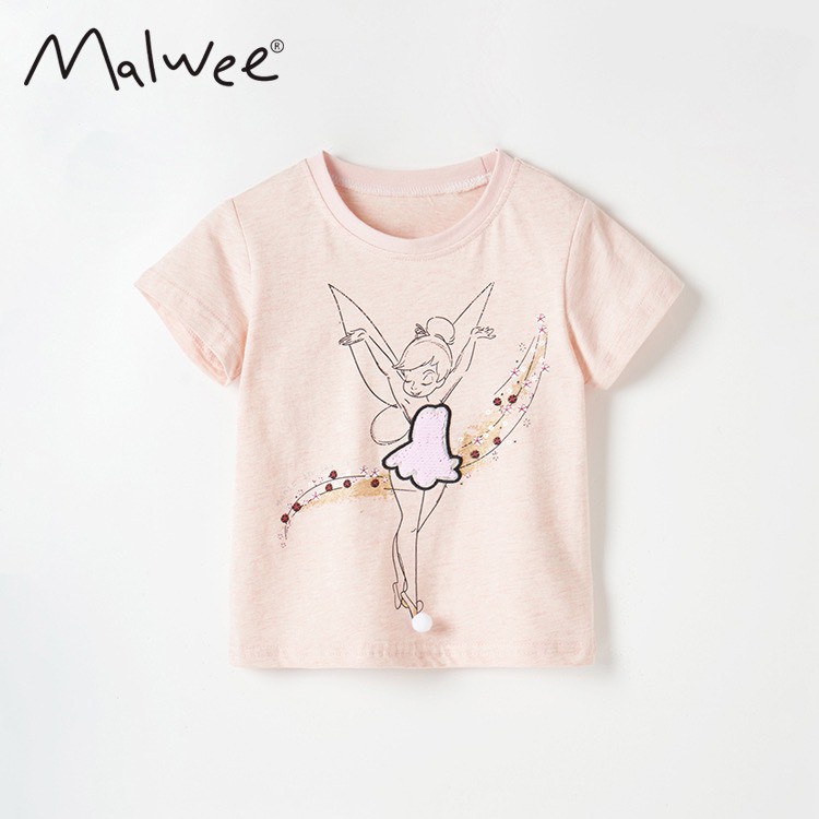 Áo thun bé gái Malwee 10-26kg áo phông trẻ em cộc tay mùa hè chất cotton mềm mịn cho bé 2 đến 7 tuổi qate