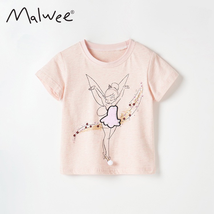 Áo thun bé gái Malwee 10-26kg áo phông trẻ em cộc tay mùa hè chất cotton mềm mịn cho bé 2 đến 7 tuổi qate