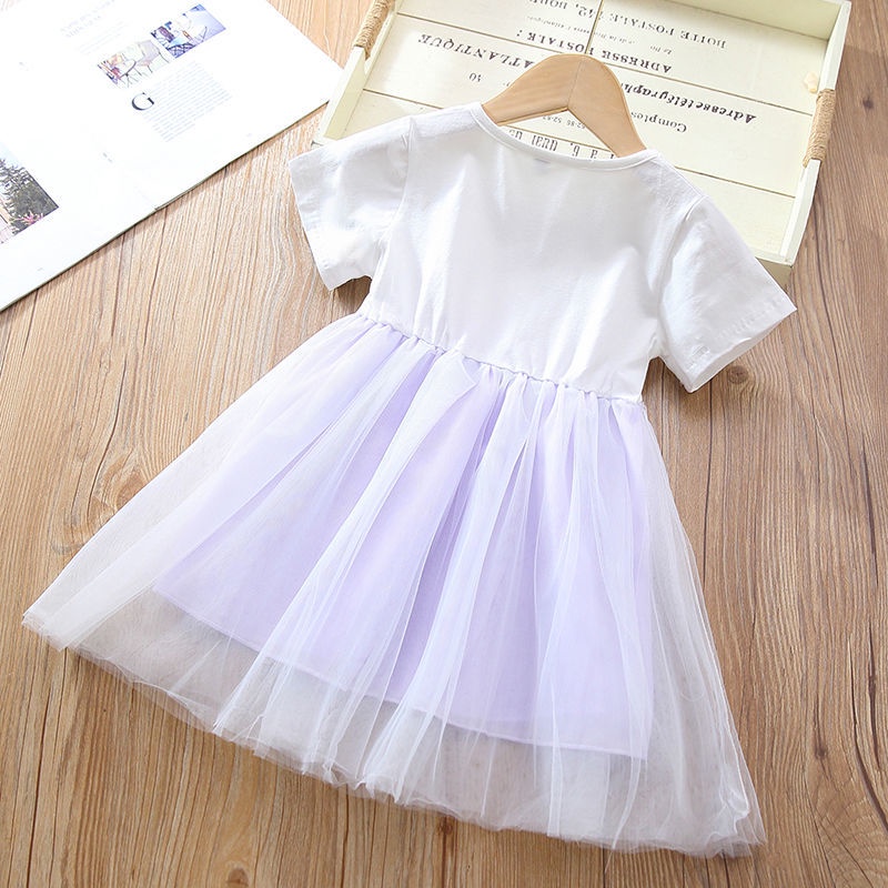 Đầm Công Chúa Phối Lưới Đính Kim Sa Tai Thỏ Kiểu Hàn Quốc Thời Trang Mùa Hè 2022 Dễ Thương Cho Bé Gái