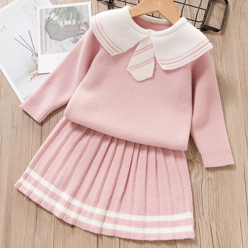 BEAR LEADER Set Đồ 2 Món Có Áo Len Thời Trang Mùa Đông Họa Tiết Gấu Dành Cho Bé Gái