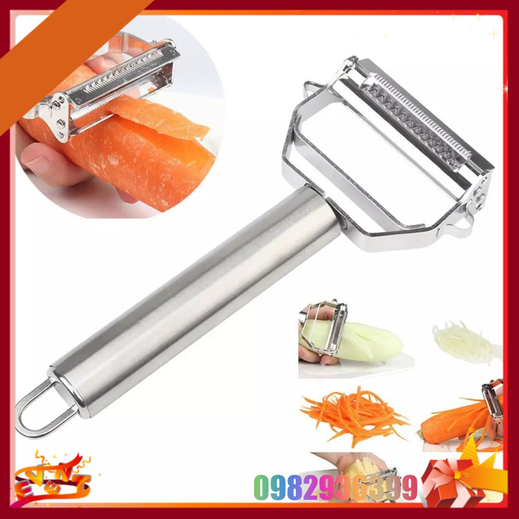 Nạo Rau Củ Quả Đa Năng Inox 3in1 – Bào Sợi  Nạo Vỏ Nạo Mỏng Trái Cây Rau Củ