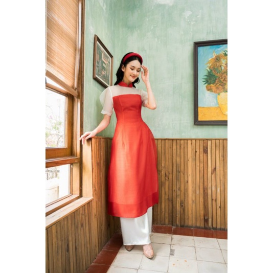 🥰 Áo dài truyền thống dự tiệc áo dài cánh tân 4 tà tay phối organza bồng cách điệu đẹp nhẹ nhàng chuẩn hình ảnh 100%.