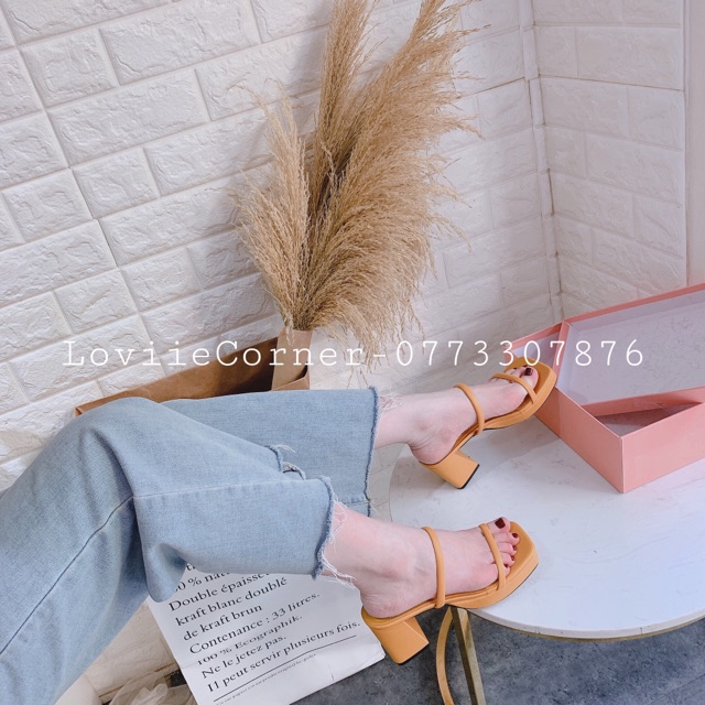 GUỐC NỮ LOVIIECORNER - DÉP GUỐC 9 PHÂN - GUỐC NỮ DÂY MẢNH - DÉP CAO GÓT 2 QUAI NGANG XỎ NGÓN D190907