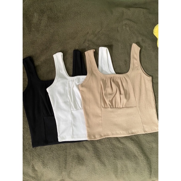 Áo thun nữ , áo croptop ba lỗ nhún ngực chất thun co giãn -A19y