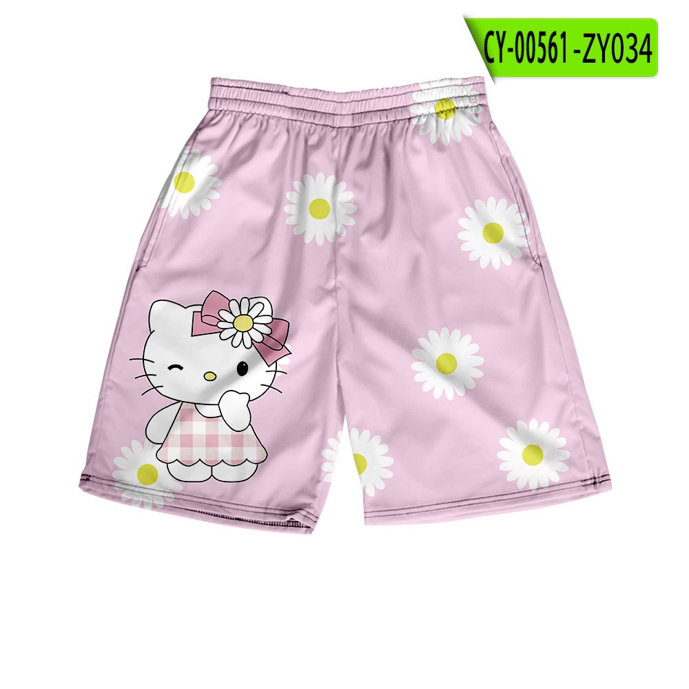 Quần Short Dáng Rộng Họa Tiết HELLO KITTY Thời Trang Cho Nam Và Nữ PV2G