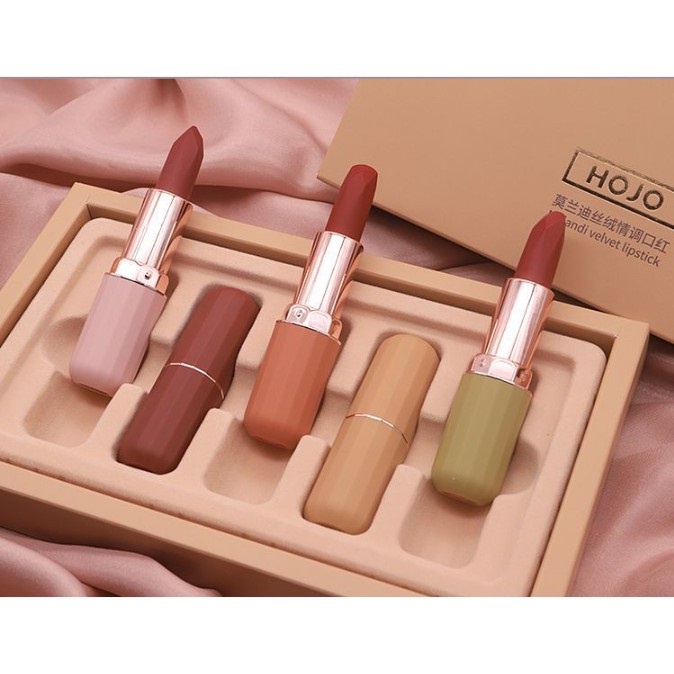 Set 5 Son Sáp Hojo mịn môi, chuẩn màu Molandi Velvet Lipstick Nội Địa Trung No.8040