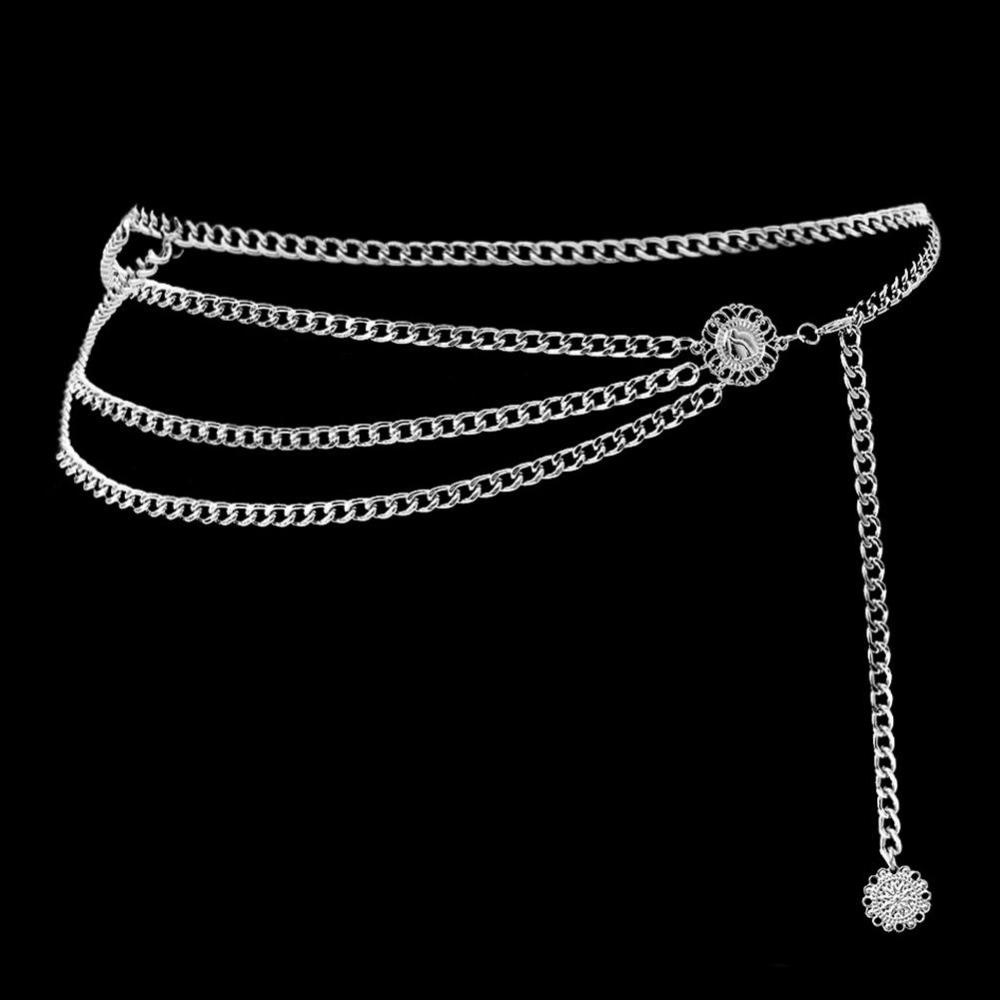 SMARTSIMPLE Retro Gold Belts for Women Waistbands Narrow Metal Chain Chunky Fringes All-match Multilayer Long Tassel for Party Jewelry Dress F7N3