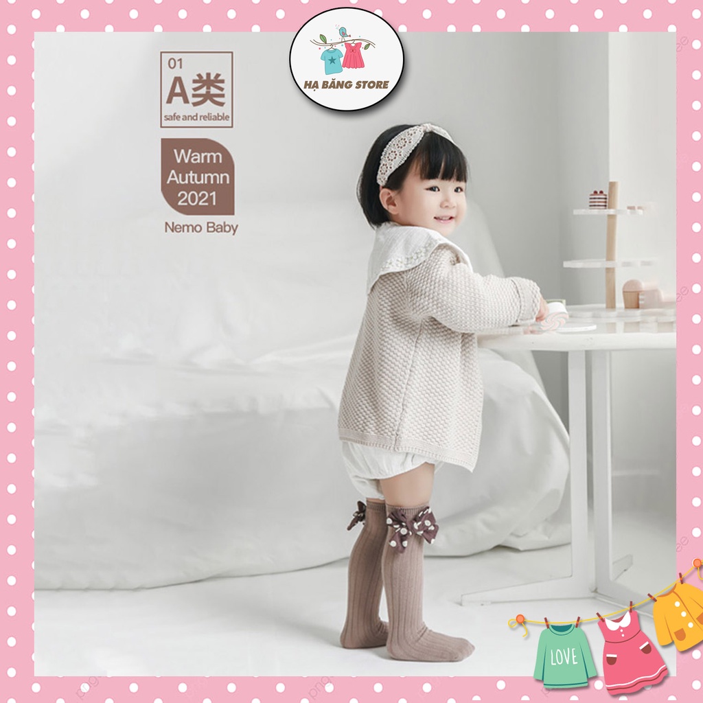 Vớ Tất Cao Cổ Cho Bé Gái Đính Nơ Nemo